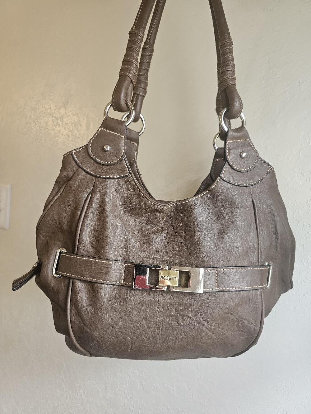 Rosetti Brown Slouchy Hobo Shoulder Bag Belted Accent